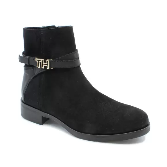 Dame Støvler - Tommy Hilfiger - Tommy Hilfiger HARDWARE SUEDE FLAT BOOTIE FW0FW04281-990990