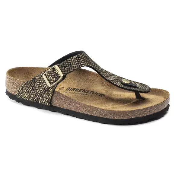 Dame Sandaler - BIRKENSTOCK - Birkenstock GIZEH Shiny Python Black 1018464