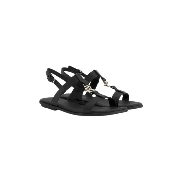 Dame Sandaler - Tommy Hilfiger - Tommy Hilfiger LEATHER MONOGRAM FLAT SANDALS FW0FW07068 